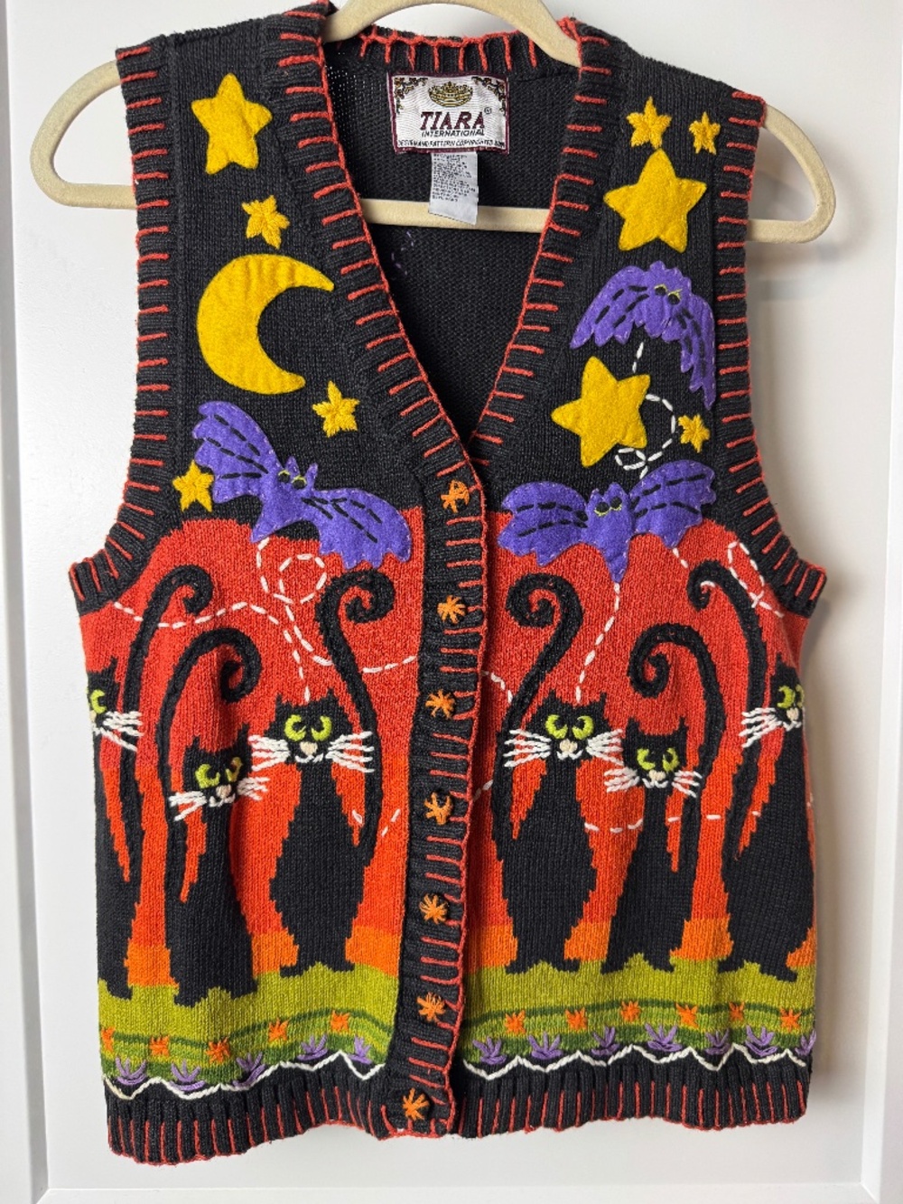 Vintage Tiara International Cat halloween vest